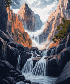 Rocky Mountain Waterfalls Diamond Painting