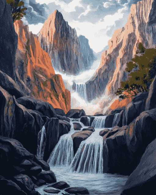 Rocky Mountain Waterfalls Diamond Painting