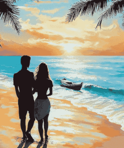 Romantic Beach Lovers Diamond Painting