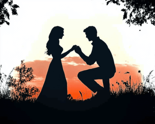 Romantic Proposal Silhouette Diamond Painting