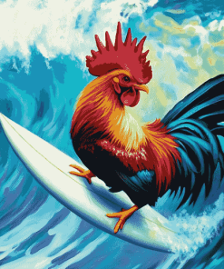 Rooster Surf Adventure Diamond Painting