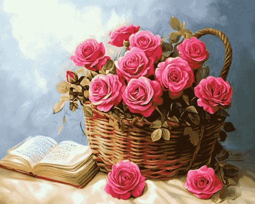 Rose Blooms Basket Diamond Painting