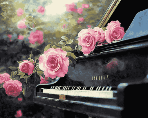 Rose Blossom Piano Diamond Painting