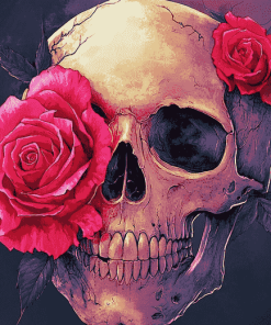 Rose and Skull Motif Diamond Painting