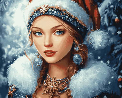 Russian Lady Christmas Diamond Painting