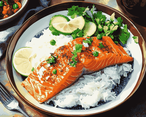 Salmon and Rice Meal Diamond Painting