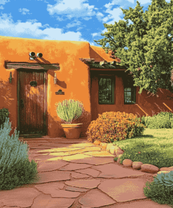 Santa Fe Houses Landscape Diamond Painting