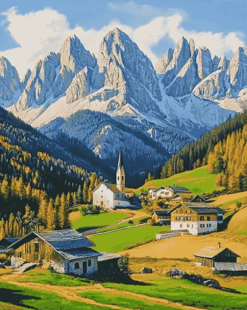 Santa Maddalena Mountain Views Diamond Painting