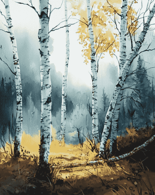 Scenic Birch Trees Woods Diamond Painting