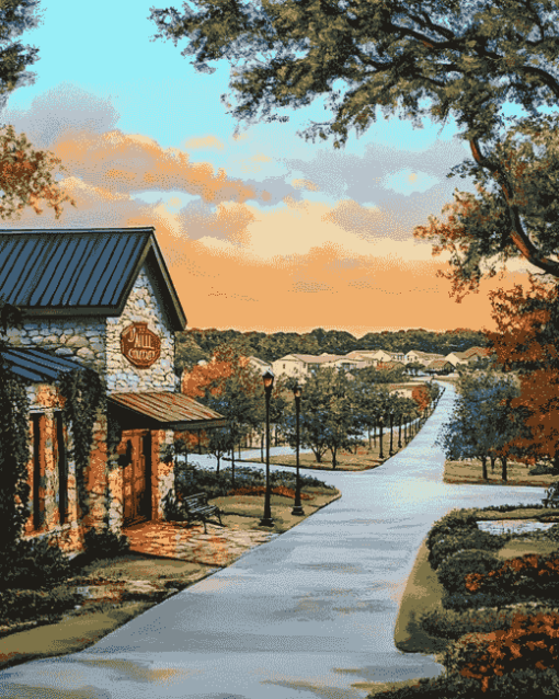 Scenic Flower Mound Streets Diamond Painting