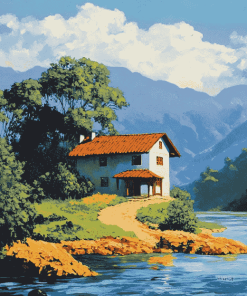 Scenic River House Diamond Painting