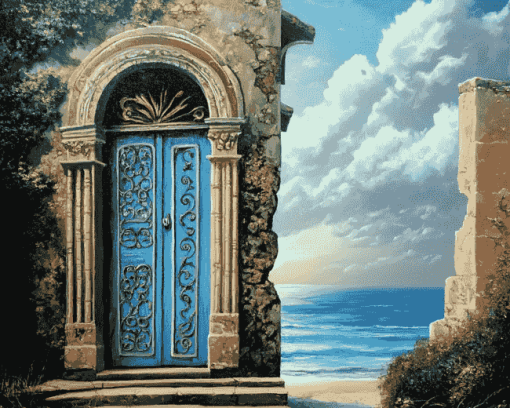 Scenic Sea Door Diamond Painting