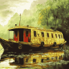 Scenic Valleys House Boat Diamond Painting