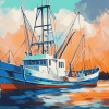 Seascape Shrimp Boat Diamond Painting