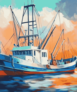 Seascape Shrimp Boat Diamond Painting