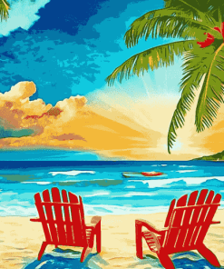 Seaside Chairs Beach View Diamond Painting