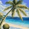 Seaside Coconut Scene Diamond Painting