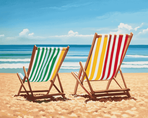 Seaside Haven with Deckchair Diamond Painting