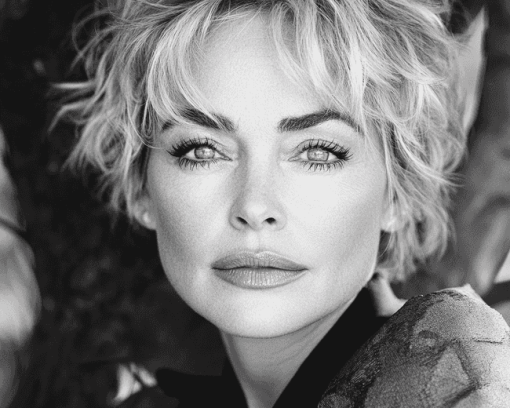 Sharon Stone Black and White Diamond Painting