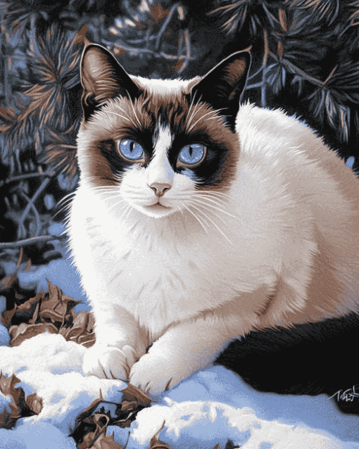 Siamese Snowshoe Kitty Diamond Painting