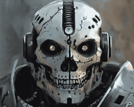 Silver Skull Animation Diamond Painting