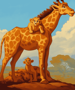 Simba and Giraffe Adventure Diamond Painting