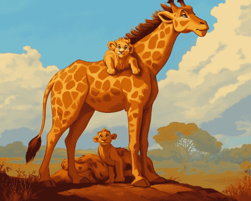 Simba and Giraffe Adventure Diamond Painting