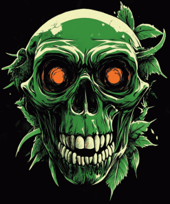 Skull Monkey Green Apes Diamond Painting