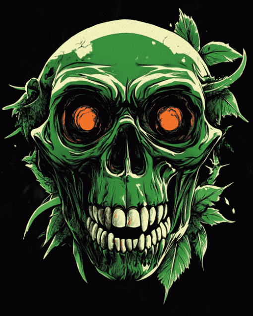 Skull Monkey Green Apes Diamond Painting