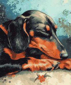 Sleeping Dachshund Puppy Diamond Painting