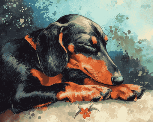 Sleeping Dachshund Puppy Diamond Painting