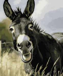 Smiling Black Donkey Diamond Painting