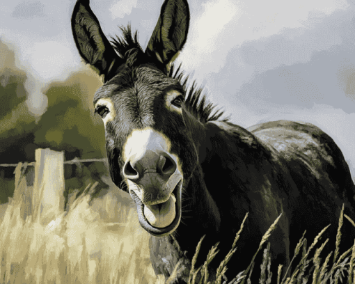 Smiling Black Donkey Diamond Painting