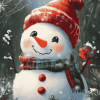 Snowy Cartoon Snowman Diamond Painting