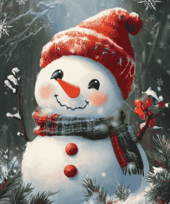 Snowy Cartoon Snowman Diamond Painting