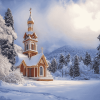 Snowy Church Landscape Diamond Painting