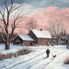 Snowy Farm Landscape Diamond Painting