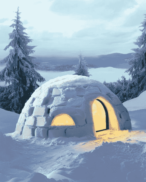 Snowy Igloo Landscapes Diamond Painting