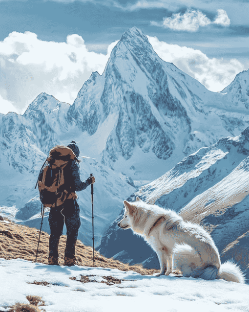 Snowy Mountain Adventure with Dogs Diamond Painting