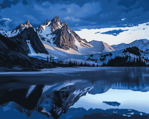 Snowy Mountain Wonderland Diamond Painting