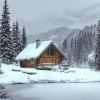 Snowy Winter Cabin Diamond Painting