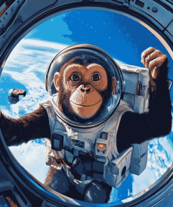 Space Astronaut Chimp Animations Diamond Painting