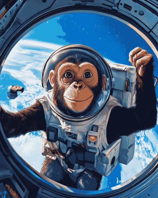 Space Astronaut Chimp Animations Diamond Painting