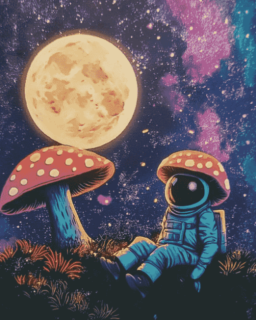 Space Mushroom Fantasy Diamond Painting