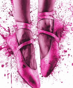 Splash Pink Ballet Shoe Diamond Painting