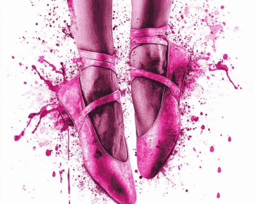 Splash Pink Ballet Shoe Diamond Painting