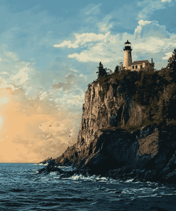 Split Rock Lighthouse Scenic View Diamond Painting