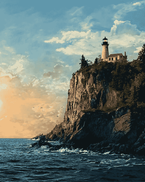 Split Rock Lighthouse Scenic View Diamond Painting