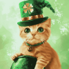 St Patrick's Day Kitten Diamond Painting