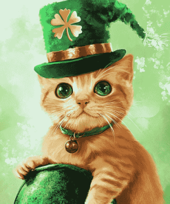 St Patrick's Day Kitten Diamond Painting